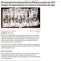 El mercado de transaccin en Mxico realiza un 24% menos de operaciones en el tercer trimestre del ao